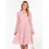imageANRABESS Womens Long Sleeve V Neck MIdi Dresses Hollow Out Eyelet Casual Tiered 2025 Fall Beach Vacation Dress with PocketsPink