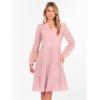 imageANRABESS Womens Long Sleeve V Neck MIdi Dresses Hollow Out Eyelet Casual Tiered 2025 Fall Beach Vacation Dress with PocketsPink