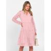 imageANRABESS Womens Long Sleeve V Neck MIdi Dresses Hollow Out Eyelet Casual Tiered 2025 Fall Beach Vacation Dress with PocketsPink