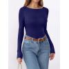 imageANRABESS Womens Thermal Shirts Builtin Bra Long Sleeve Tops Boat Neck Fleece Slim Fitted Basic Tee 2025 Fall Winter OutfitsNavy Blue
