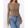 imageANRABESS Womens Thermal Shirts Builtin Bra Long Sleeve Tops Boat Neck Fleece Slim Fitted Basic Tee 2025 Fall Winter OutfitsTan