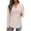 imageANRABESS Long Sleeve Shirts for Women Henley Tops Dressy Casual TShirts Blouses 2025 Fall Lightweight SweatersBegie