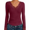 imageANRABESS Long Sleeve Shirts for Women Lace V Neck Slim Fit Basic TShirt Dressy Casual Blouses 2025 Trendy Fall Going Out TopRed