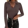 imageANRABESS Women Long Sleeve Polo Shirts V Neck Slim Rib Knit Collared Dressy Business Casual Top 2025 Basic Tee Fall OutfitsCoffee