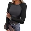 imageANRABESS Women Long Sleeve Shirts Ribbed Knit Slim Fitted Tops Casual Basic Tight Tee TShirts 2025 Fall Underscrubs LayerGrey Black