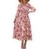 imageANRABESS Womens Long Sleeve Floral Maxi Dress Casual V Neck Chiffon Boho Flowy Beach Fall Wedding Guest Party Long DressesRose Red Floral