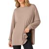 imageANRABESS Womens Long Sleeve T shirts Oversized Casual Workout Tunic tops Athletic Gym Shirts Basic Tees 2025 Fall OutfitsLight Brown