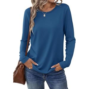 imageANRABESS Long Sleeve Shirts for Women Casual Crewneck Basic Tee Tshirts Loose Fit Curved Hem Tunic Top 2025 Fall OutfitsDark Blue