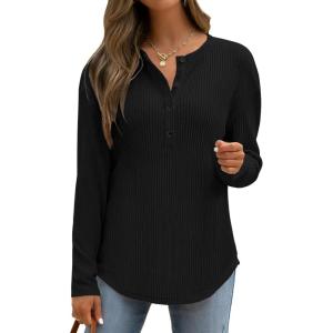 imageANRABESS Long Sleeve Shirts for Women Henley Tops Dressy Casual TShirts Blouses 2025 Fall Lightweight SweatersBlack