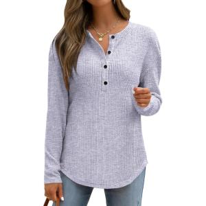 imageANRABESS Long Sleeve Shirts for Women Henley Tops Dressy Casual TShirts Blouses 2025 Fall Lightweight SweatersGrey