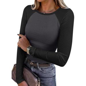 imageANRABESS Women Long Sleeve Shirts Ribbed Knit Slim Fitted Tops Casual Basic Tight Tee TShirts 2025 Fall Underscrubs LayerGrey Black