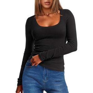 imageANRABESS Women Long Sleeve Thermal Top Scoop Neck Slim Fit Fleece Shirts Basic Tee Casual 2025 Fall Winter Warm UndershirtsBlack