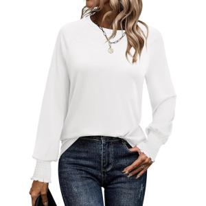imageANRABESS Womens Long Sleeve Shirts Crewneck Casual Loose Tunic Tops Dressy Work Blouses Fall Fashion Clothes 2025White