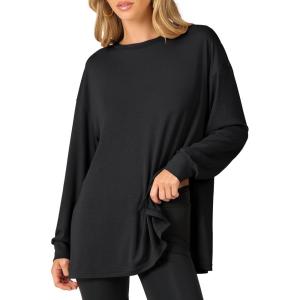 imageANRABESS Womens Long Sleeve T shirts Oversized Casual Workout Tunic tops Athletic Gym Shirts Basic Tees 2025 Fall OutfitsBlack
