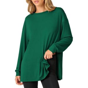 imageANRABESS Womens Long Sleeve T shirts Oversized Casual Workout Tunic tops Athletic Gym Shirts Basic Tees 2025 Fall OutfitsGreen