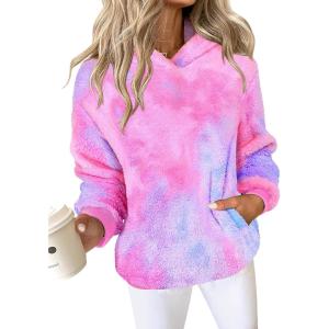 imageANRABESS Womens Hoodies Fleece Sherpa Sweatshirt 2025 Fall Loose Double Fuzzy Cozy Fluffy Warm Winter Pullover with PocketPink