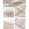 imageANRABESS 2 Piece Lounge Sets for Women Turtleneck Pajama Knit Long Sleeve Tops Pants Matching Pj Set Casual 2025 Fall ClothesLight Khaki