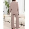 imageANRABESS 2 Piece Lounge Sets for Women Turtleneck Pajama Knit Long Sleeve Tops Pants Matching Pj Set Casual 2025 Fall ClothesTan