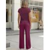imageANRABESS Women 2 Piece Lounge Sets Crochet Knit Sweater Vest Wide Leg Pants Summer Casual Travel Matching Outfits ClothesPurple Red