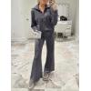 imageANRABESS Women 2 Piece Outfits 2025 Fall Fashion Airport Wide Leg Pants Lounge Set Leisure Travel Vacation Clothes SweatsuitsDark Grey