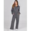 imageANRABESS Women 2 Piece Outfits 2025 Fall Fashion Airport Wide Leg Pants Lounge Set Leisure Travel Vacation Clothes SweatsuitsDark Grey