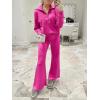 imageANRABESS Women 2 Piece Outfits 2025 Fall Fashion Airport Wide Leg Pants Lounge Set Leisure Travel Vacation Clothes SweatsuitsHot Pink