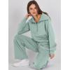 imageANRABESS Women 2 Piece Outfits 2025 Fall Fashion Airport Wide Leg Pants Lounge Set Leisure Travel Vacation Clothes SweatsuitsPea Green