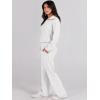 imageANRABESS Women 2 Piece Outfits 2025 Fall Fashion Airport Wide Leg Pants Lounge Set Leisure Travel Vacation Clothes SweatsuitsWhite