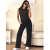 imageANRABESS Women 2 Piece Summer Outfits 2025 Crochet Sweater Vest Wide Leg Pants Lounge Matching Sets Travel Vacation ClothesBlack