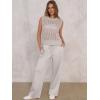 imageANRABESS Women 2 Piece Summer Outfits 2025 Crochet Sweater Vest Wide Leg Pants Lounge Matching Sets Travel Vacation ClothesLight Khaki