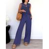 imageANRABESS Women 2 Piece Summer Outfits 2025 Crochet Sweater Vest Wide Leg Pants Lounge Matching Sets Travel Vacation ClothesNavy Blue