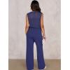imageANRABESS Women 2 Piece Summer Outfits 2025 Crochet Sweater Vest Wide Leg Pants Lounge Matching Sets Travel Vacation ClothesNavy Blue