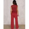 imageANRABESS Women 2 Piece Summer Outfits 2025 Crochet Sweater Vest Wide Leg Pants Lounge Matching Sets Travel Vacation ClothesRed