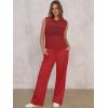 imageANRABESS Women 2 Piece Summer Outfits 2025 Crochet Sweater Vest Wide Leg Pants Lounge Matching Sets Travel Vacation ClothesRed