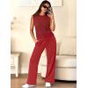 imageANRABESS Women 2 Piece Summer Outfits 2025 Crochet Sweater Vest Wide Leg Pants Lounge Matching Sets Travel Vacation ClothesRed