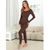 imageANRABESS Women Lightweight See Through Sexy Thermal Underwear Sets Fall Ultra Stretchy 2 Piece Pajamas Lounge Basic Layer SetCoffee