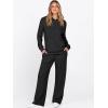 imageANRABESS Womens 2 Piece Lounge Pajama Sets Ribbed Knit Long Sleeve Hoodies Tops Matching Pants Casual Fall Sleepwear OutfitsBlack