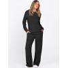 imageANRABESS Womens 2 Piece Lounge Pajama Sets Ribbed Knit Long Sleeve Hoodies Tops Matching Pants Casual Fall Sleepwear OutfitsBlack