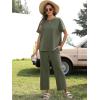 imageANRABESS Womens 2 Piece Outfits 34 Batwing Sleeve Top Wide Leg Crop Pants Sets 2025 Summer Beach Travel Lounge Set ClothesArmy Green