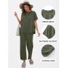 imageANRABESS Womens 2 Piece Outfits 34 Batwing Sleeve Top Wide Leg Crop Pants Sets 2025 Summer Beach Travel Lounge Set ClothesArmy Green