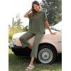 imageANRABESS Womens 2 Piece Outfits 34 Batwing Sleeve Top Wide Leg Crop Pants Sets 2025 Summer Beach Travel Lounge Set ClothesArmy Green