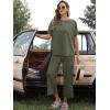 imageANRABESS Womens 2 Piece Outfits 34 Batwing Sleeve Top Wide Leg Crop Pants Sets 2025 Summer Beach Travel Lounge Set ClothesArmy Green