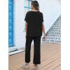 imageANRABESS Womens 2 Piece Outfits 34 Batwing Sleeve Top Wide Leg Crop Pants Sets 2025 Summer Beach Travel Lounge Set ClothesBlack