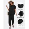 imageANRABESS Womens 2 Piece Outfits 34 Batwing Sleeve Top Wide Leg Crop Pants Sets 2025 Summer Beach Travel Lounge Set ClothesBlack