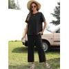 imageANRABESS Womens 2 Piece Outfits 34 Batwing Sleeve Top Wide Leg Crop Pants Sets 2025 Summer Beach Travel Lounge Set ClothesBlack