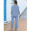imageANRABESS Womens 2 Piece Outfits 34 Batwing Sleeve Top Wide Leg Crop Pants Sets 2025 Summer Beach Travel Lounge Set ClothesBlue