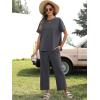imageANRABESS Womens 2 Piece Outfits 34 Batwing Sleeve Top Wide Leg Crop Pants Sets 2025 Summer Beach Travel Lounge Set ClothesDark Gray