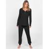 imageANRABESS Womens 2 Piece Outfits Pajama Sets Long Sleeve Henley Tops Sweatpants Matching Lounge Set 2025 Fall Pj SleepwearBlack