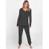 imageANRABESS Womens 2 Piece Outfits Pajama Sets Long Sleeve Henley Tops Sweatpants Matching Lounge Set 2025 Fall Pj SleepwearBlack Spots Floral