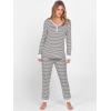 imageANRABESS Womens 2 Piece Outfits Pajama Sets Long Sleeve Henley Tops Sweatpants Matching Lounge Set 2025 Fall Pj SleepwearBlack White Stripe Floral